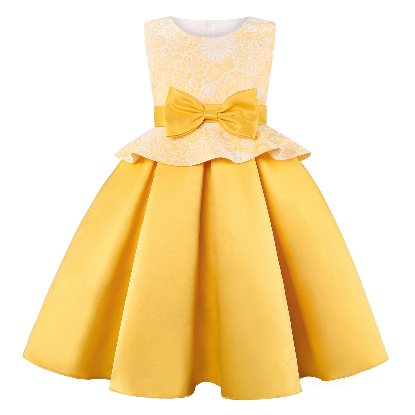 Elegantes Prinzessinnenkleid für Mädchen – Mit Schleife & Tüll – Blumenmädchenkleid für Hochzeit, Show & festliche Anlässe