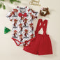 Weihnachts-Outfit für Baby-Jungen (0–12 Monate) – 2-teilig: Santa Body mit kurzen Ärmeln & Hosenträgerhose – Gentleman-Stil