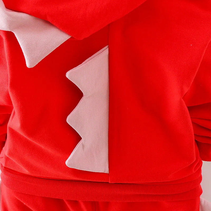 Winter-Set für Jungen (1–4 Jahre) – 3-teilig: Warmes Dino-Outfit mit Kapuzenjacke, Shirt & Hose – Fleecegefüttert