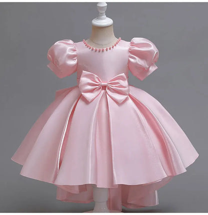 Elegantes Sommerkleid für Mädchen mit Schleife – Kurzarm Ballkleid für Party & besondere Anlässe (1–10 Jahre)