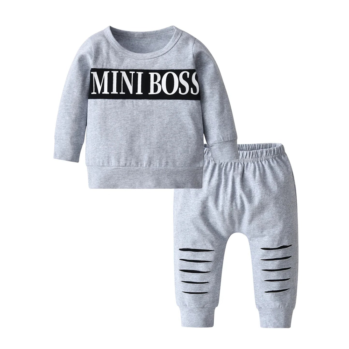 2-teiliges Baby-Set für Herbst – Langarm-Shirt mit Schriftzug & Hose – Unisex Baumwoll-Outfit für Neugeborene & Kleinkinder (0–24 Monate)