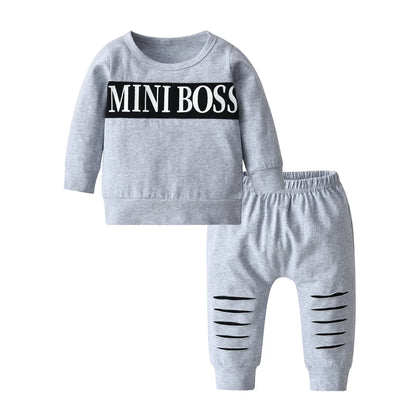 2-teiliges Baby-Set für Herbst – Langarm-Shirt mit Schriftzug & Hose – Unisex Baumwoll-Outfit für Neugeborene & Kleinkinder (0–24 Monate)