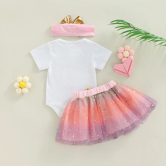 Geburtstags-Outfit für Baby-Mädchen – 3-teilig: Body „1 Jahr“, Tutu-Rock & Haarband – Festliches Set für den 1. Geburtstag