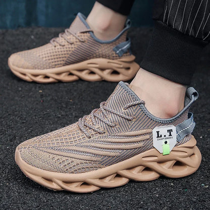 YRZL Herren Sportsneaker – Atmungsaktive Mesh-Jogging Schuhe | Leichte Outdoor-Laufschuhe in Schwarz mit Stoßdämpfung
