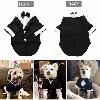 Eleganter Hunde-Smoking – Hochzeitsanzug für Hunde mit Fliege & Hemd – Festliches Outfit für Hunde & Katzen