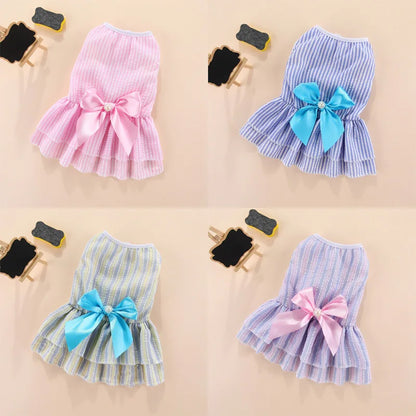 Elegantes Hundekleid mit Blumenmuster & Schleife – Prinzessinnenkleid für kleine Hunde & Katzen – Ideal für Yorkie, Chihuahua & Co.