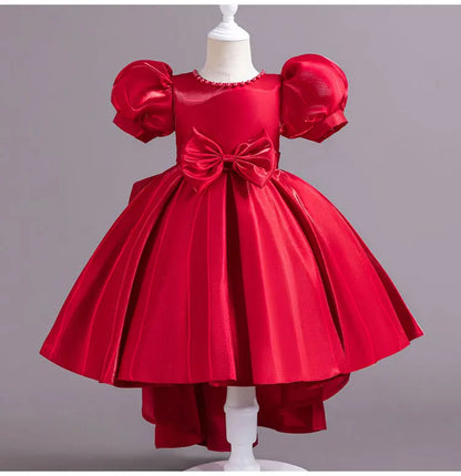 Elegantes Sommerkleid für Mädchen mit Schleife – Kurzarm Ballkleid für Party & besondere Anlässe (1–10 Jahre)