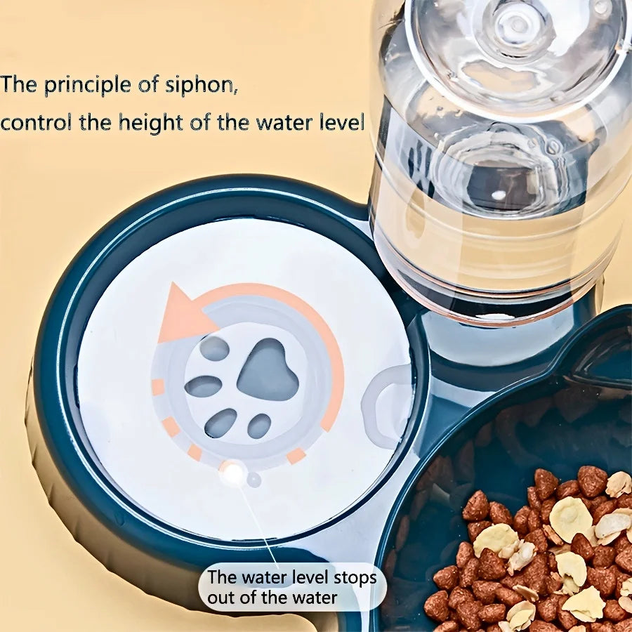 3-in-1 Katzennapf mit Wasserspender – Neigbares Design mit Ohrenform für Futter, Wasser und Nackenschutz