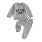 Baby Jungen 2-tlg. Herbst-Winter Set – Sweatshirt mit Buchstaben-Stickerei + Hose mit Tasche | Bequemes Outfit für Kleinkinder 0–3 Jahre