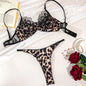 Sexy Lingerie Set in Pink Leopard Mesh – BH, Handschuhe & Beinlinge
