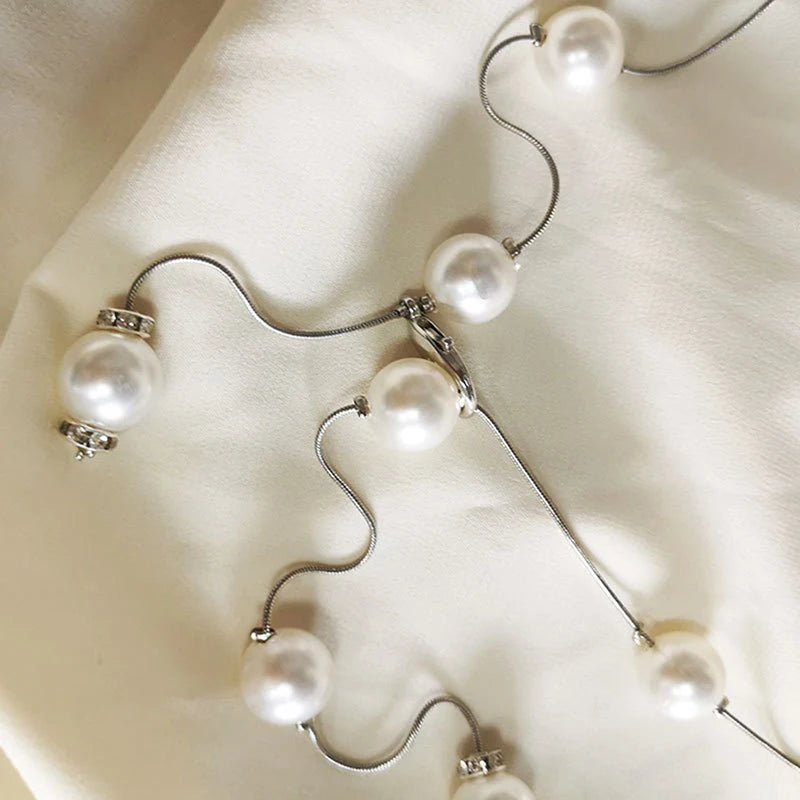 Eleganter Damen Taillengürtel – Verstellbare Kette mit Acrylperlen in Gold oder Silber | Dünner, stilvoller Schmuckgürtel für Kleider