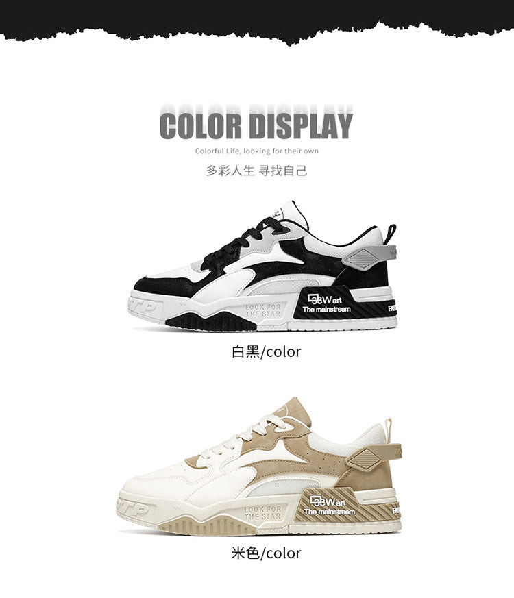 Herren Sneaker Herbst 2023 – Bequeme Plattform-Schuhe | Trendige weiße Schnürsneaker – Vulcanisierte Freizeitschuhe