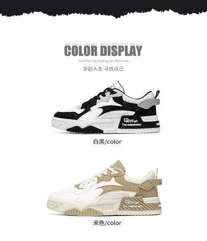 Herren Sneaker Herbst 2023 – Bequeme Plattform-Schuhe | Trendige weiße Schnürsneaker – Vulcanisierte Freizeitschuhe