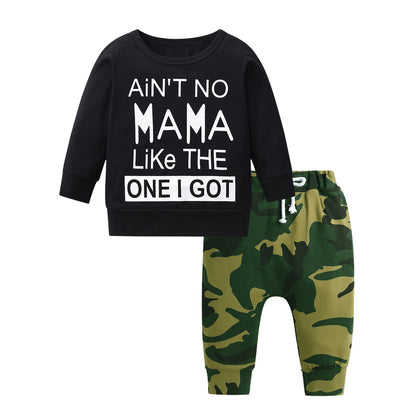 2-teiliges Baby-Set für Herbst – Langarm-Shirt mit Schriftzug & Hose – Unisex Baumwoll-Outfit für Neugeborene & Kleinkinder (0–24 Monate)