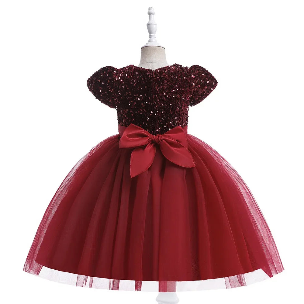 Elegantes Prinzessinnenkleid für Mädchen mit Pailletten & Tüll – Festliches Kleid für Auftritte, Feiern & besondere Anlässe