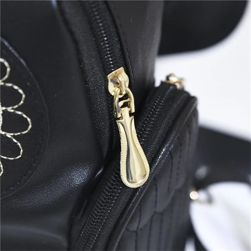 Damen Rucksack – Stylischer Eulen-Rucksack aus schwarzem PU-Leder mit Applikationen – Trendiger Begleiter für Alltag & Freizeit