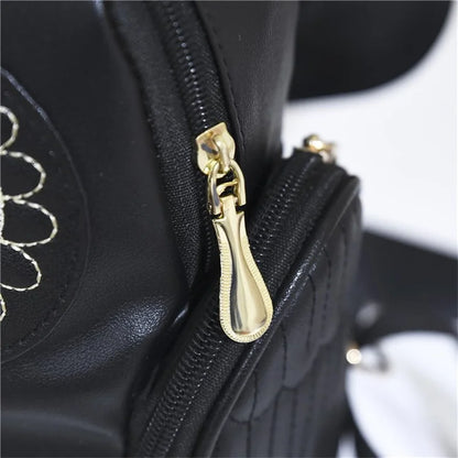 Damen Rucksack – Stylischer Eulen-Rucksack aus schwarzem PU-Leder mit Applikationen – Trendiger Begleiter für Alltag & Freizeit