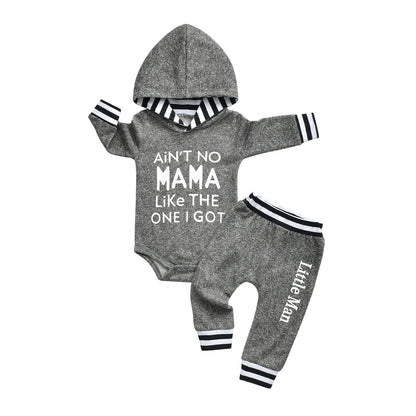 Baby Jungen 2-teiliges Frühlings- & Herbst-Outfit – Langarm-Hoodie Romper & Hose aus Baumwolle | Neugeborenen Set 0–12 Monate