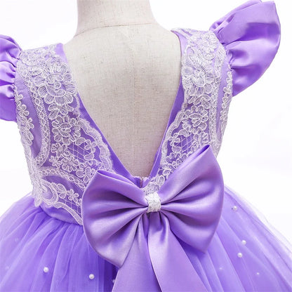 Elegantes Weihnachtskleid für Mädchen – Rückenfreies Prinzessinnenkleid mit Schleife – Festliches Ballkleid für Gala, Geburtstag & Hochzeit (Grün)