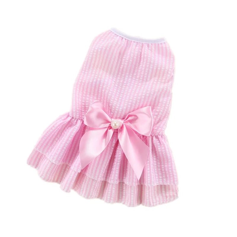 Elegantes Hundekleid mit Blumenmuster & Schleife – Prinzessinnenkleid für kleine Hunde & Katzen – Ideal für Yorkie, Chihuahua & Co.