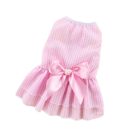 Elegantes Hundekleid mit Blumenmuster & Schleife – Prinzessinnenkleid für kleine Hunde & Katzen – Ideal für Yorkie, Chihuahua & Co.