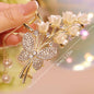 Luxuriöse Haarspange mit Strass, Glockenblume, Rose & Schmetterling – Elegante Haarklammer mit Quaste für Damen