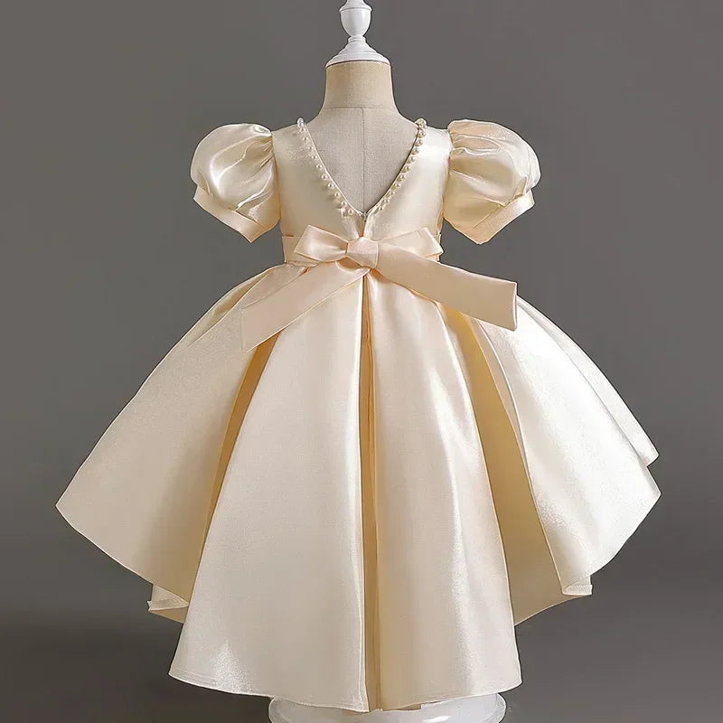 Elegantes Sommerkleid für Mädchen mit Schleife – Kurzarm Ballkleid für Party & besondere Anlässe (1–10 Jahre)