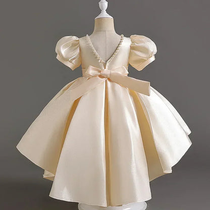 Elegantes Sommerkleid für Mädchen mit Schleife – Kurzarm Ballkleid für Party & besondere Anlässe (1–10 Jahre)