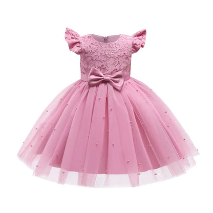 Vintage Prinzessinnenkleid mit Spitze & Stickerei – Luxuriöses Partykleid für Mädchen mit Rüschen & Goldakzenten (1–5 Jahre)