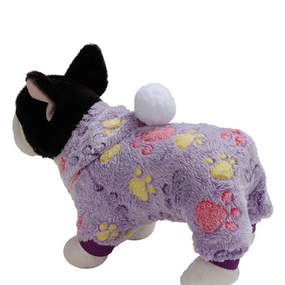 Weiche Flanell-Hundepyjama mit Streifen – Warmes Vierbeiniges Haustierkostüm für Herbst & Winter