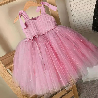 Elegantes Weihnachtskleid für Mädchen – Rückenfreies Prinzessinnenkleid mit Schleife – Festliches Ballkleid für Gala, Geburtstag & Hochzeit (Grün)
