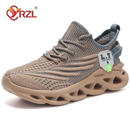 YRZL Herren Sportsneaker – Atmungsaktive Mesh-Jogging Schuhe | Leichte Outdoor-Laufschuhe in Schwarz mit Stoßdämpfung