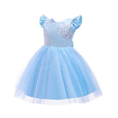 Elegantes Weihnachtskleid für Mädchen – Rückenfreies Prinzessinnenkleid mit Schleife – Festliches Ballkleid für Gala, Geburtstag & Hochzeit (Grün)