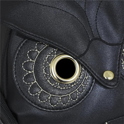 Damen Rucksack – Stylischer Eulen-Rucksack aus schwarzem PU-Leder mit Applikationen – Trendiger Begleiter für Alltag & Freizeit