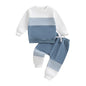 Herbst-Set für Kleinkind-Jungen (0–3 Jahre) – 2-teilig: Farbkontrast-Sweatshirt & Hose mit Gummibund – von Lioraitiin