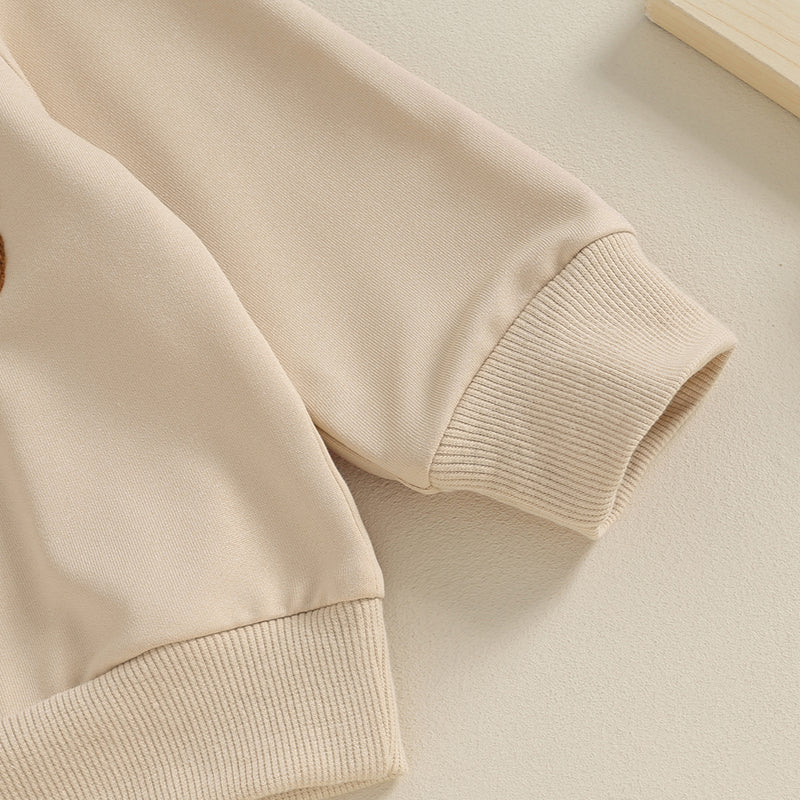Baby Jungen 2-tlg. Herbst-Winter Set – Sweatshirt mit Buchstaben-Stickerei + Hose mit Tasche | Bequemes Outfit für Kleinkinder 0–3 Jahre