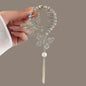 Elegante Haarkralle mit Blumen-Quaste – Schmetterling, Strass & Perlen – Haarclip für Damen | Dutt- & Zopfhalter Accessoire