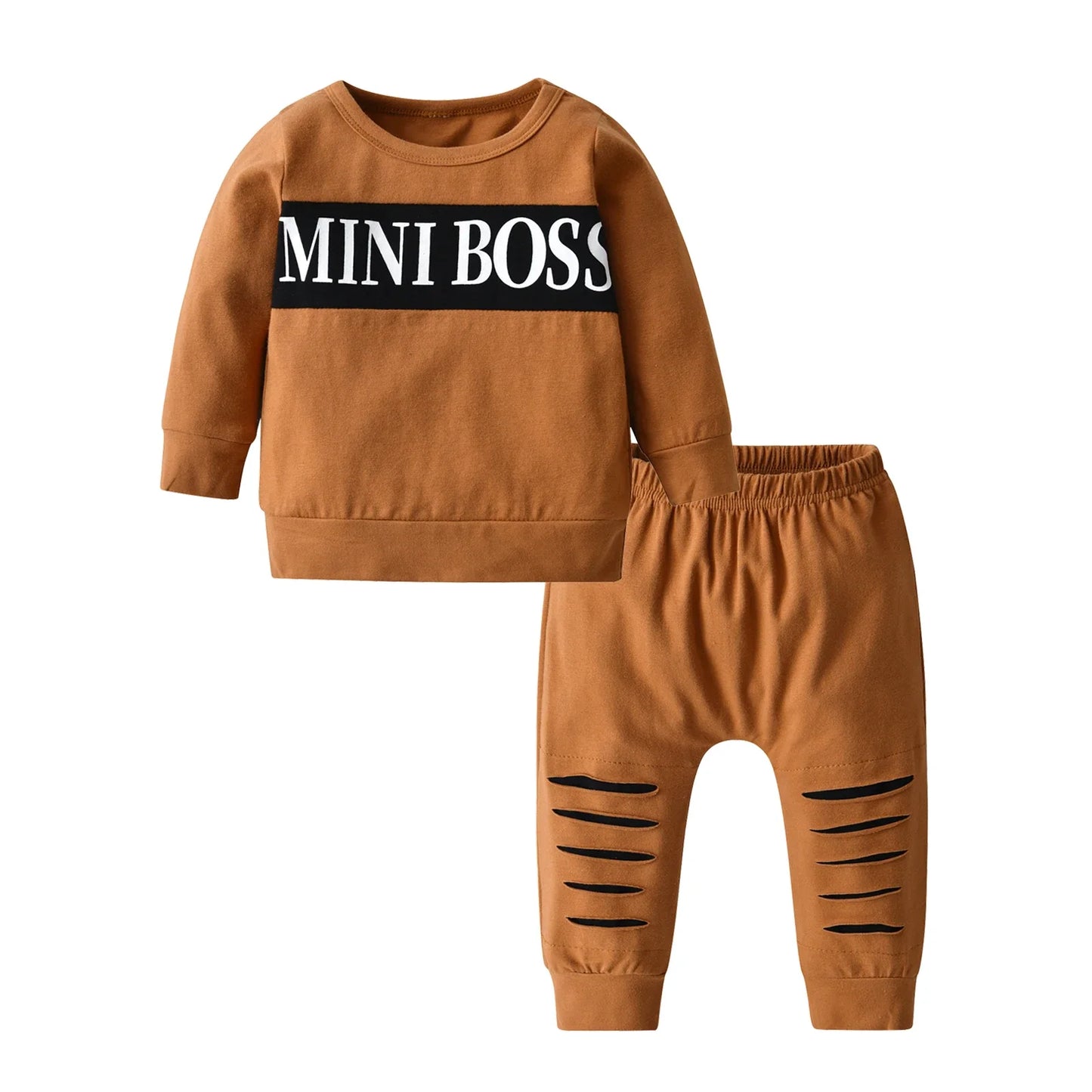 2-teiliges Baby-Set für Herbst – Langarm-Shirt mit Schriftzug & Hose – Unisex Baumwoll-Outfit für Neugeborene & Kleinkinder (0–24 Monate)