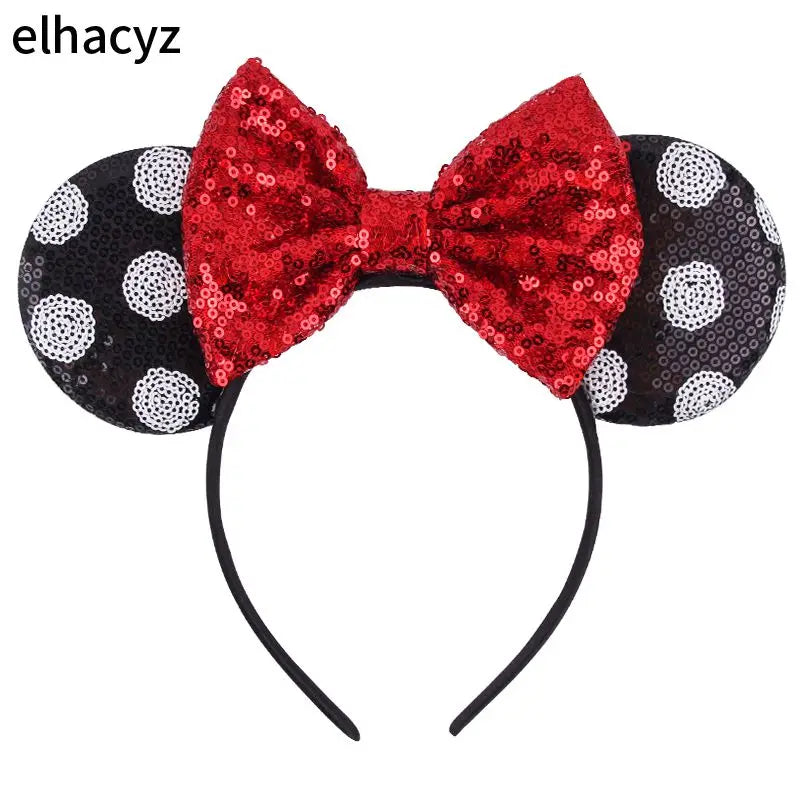 2025 Disney Minnie Maus Haarreif mit Stickerei & Pailletten – Party-Accessoire für Kinder & Erwachsene
