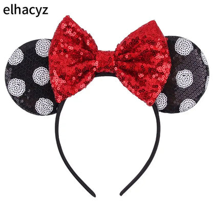 2025 Disney Minnie Maus Haarreif mit Stickerei & Pailletten – Party-Accessoire für Kinder & Erwachsene