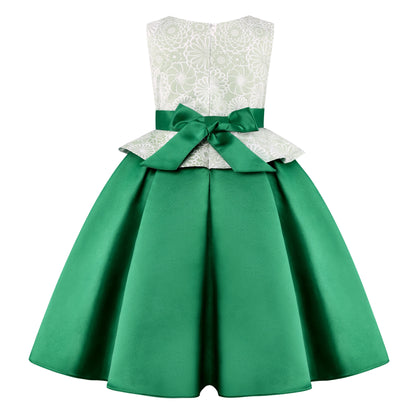 Elegantes Prinzessinnenkleid für Mädchen – Mit Schleife & Tüll – Blumenmädchenkleid für Hochzeit, Show & festliche Anlässe