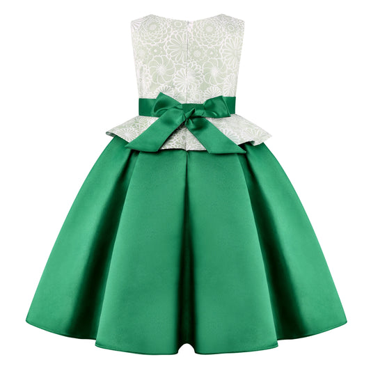 Elegantes Prinzessinnenkleid für Mädchen – Mit Schleife & Tüll – Blumenmädchenkleid für Hochzeit, Show & festliche Anlässe