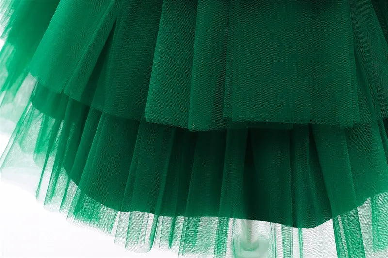 Elegantes Weihnachtskleid für Mädchen – Rückenfreies Prinzessinnenkleid mit Schleife – Festliches Ballkleid für Gala, Geburtstag & Hochzeit (Grün)