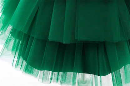 Elegantes Weihnachtskleid für Mädchen – Rückenfreies Prinzessinnenkleid mit Schleife – Festliches Ballkleid für Gala, Geburtstag & Hochzeit (Grün)