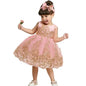 Sommerliches Prinzessinnenkleid für Mädchen – Ärmellos mit Rückenschleife & Pailletten – Festliches Kleid für Hochzeit, Party & Geburtstag