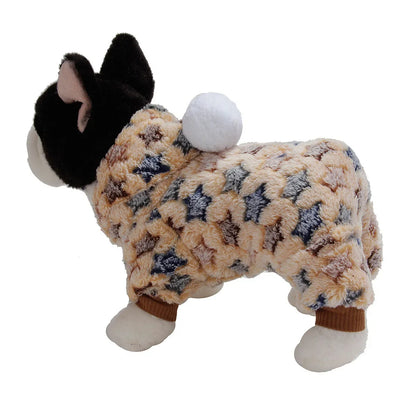 Weiche Flanell-Hundepyjama mit Streifen – Warmes Vierbeiniges Haustierkostüm für Herbst & Winter