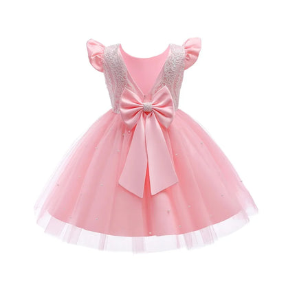Elegantes Weihnachtskleid für Mädchen – Rückenfreies Prinzessinnenkleid mit Schleife – Festliches Ballkleid für Gala, Geburtstag & Hochzeit (Grün)
