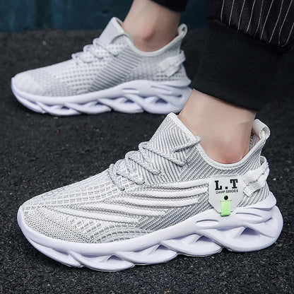 YRZL Herren Sportsneaker – Atmungsaktive Mesh-Jogging Schuhe | Leichte Outdoor-Laufschuhe in Schwarz mit Stoßdämpfung