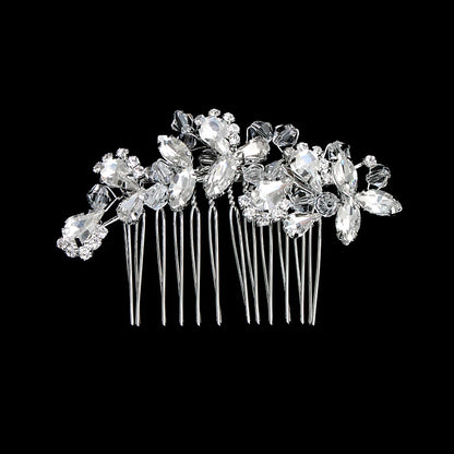 Silberner Haarkamm mit Perlen & Strass – Handgefertigtes elegantes Haarschmuck-Accessoire für Damen & Bräute