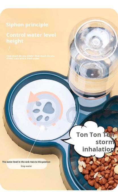 3-in-1 Katzennapf mit Wasserspender – Neigbares Design mit Ohrenform für Futter, Wasser und Nackenschutz